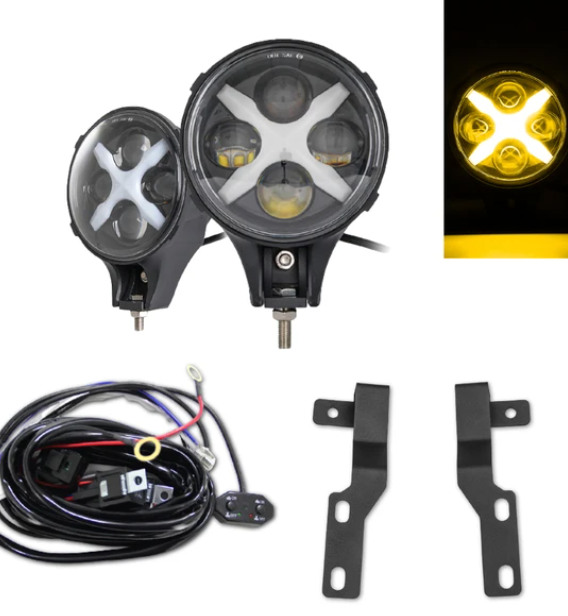 LOW PROFILE DITCH LIGHT BRACKETS KIT WITH DRLS FOR 2005-2021 TACOMA 4RUNNER