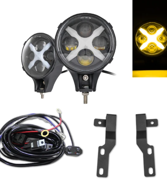 LOW PROFILE DITCH LIGHT BRACKETS KIT WITH DRLS FOR 2005-2021 TACOMA 4RUNNER