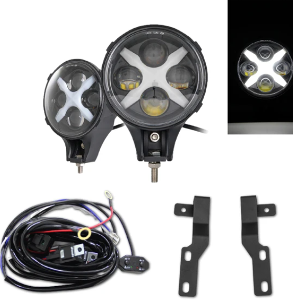 LOW PROFILE DITCH LIGHT BRACKETS KIT WITH DRLS FOR 2005-2021 TACOMA 4RUNNER