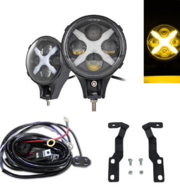 LOW PROFILE DITCH LIGHT BRACKETS KIT WITH DRLS FOR 2005-2021 TACOMA 4RUNNER