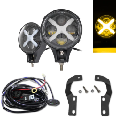 LOW PROFILE DITCH LIGHT BRACKETS KIT WITH DRLS FOR 2005-2021 TACOMA 4RUNNER