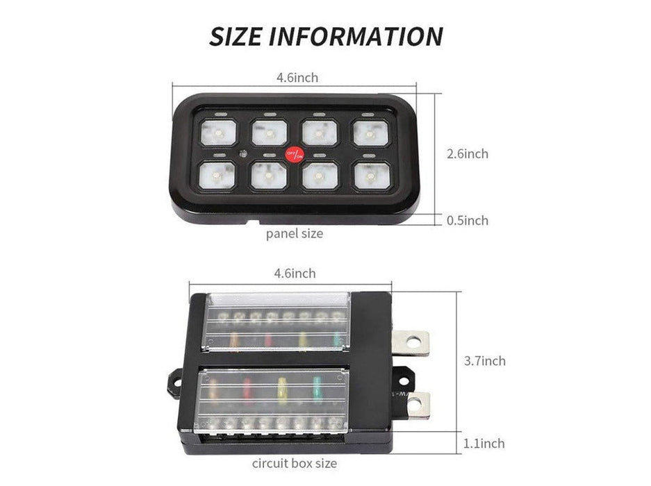 Overhead view of entire 8 switch control system kit - Cali Raised LED