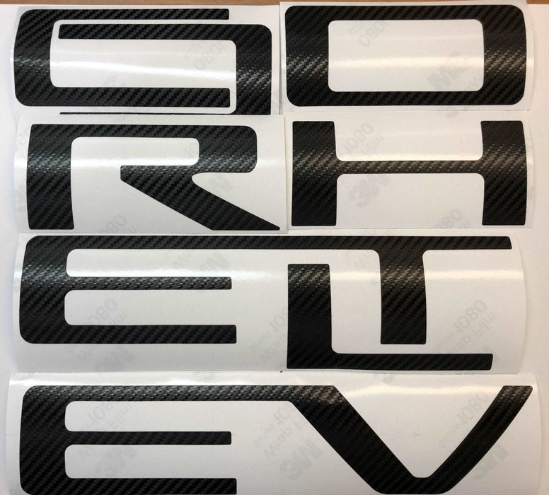 Carbon Fiber Textured Vinyl Letter Decals for 2019-2023 Silverado Tailgate