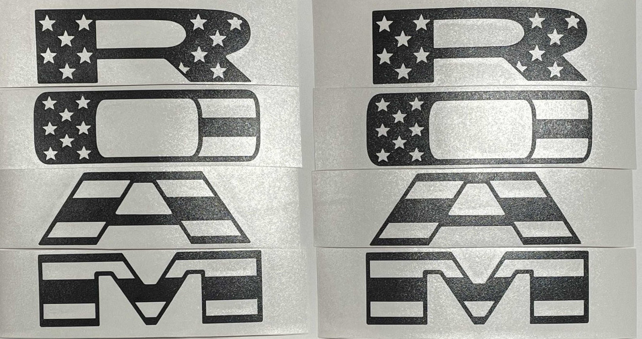 Premium Cast Matte Black Die-Cut Vinyl Flag Decals for 2019-2023 RAM Doors